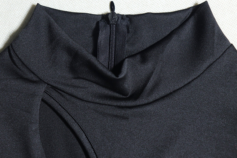 Sexy hollow solid color Round Neck long-sleeved Tight Fitting fitness Jumpsuit for women 13