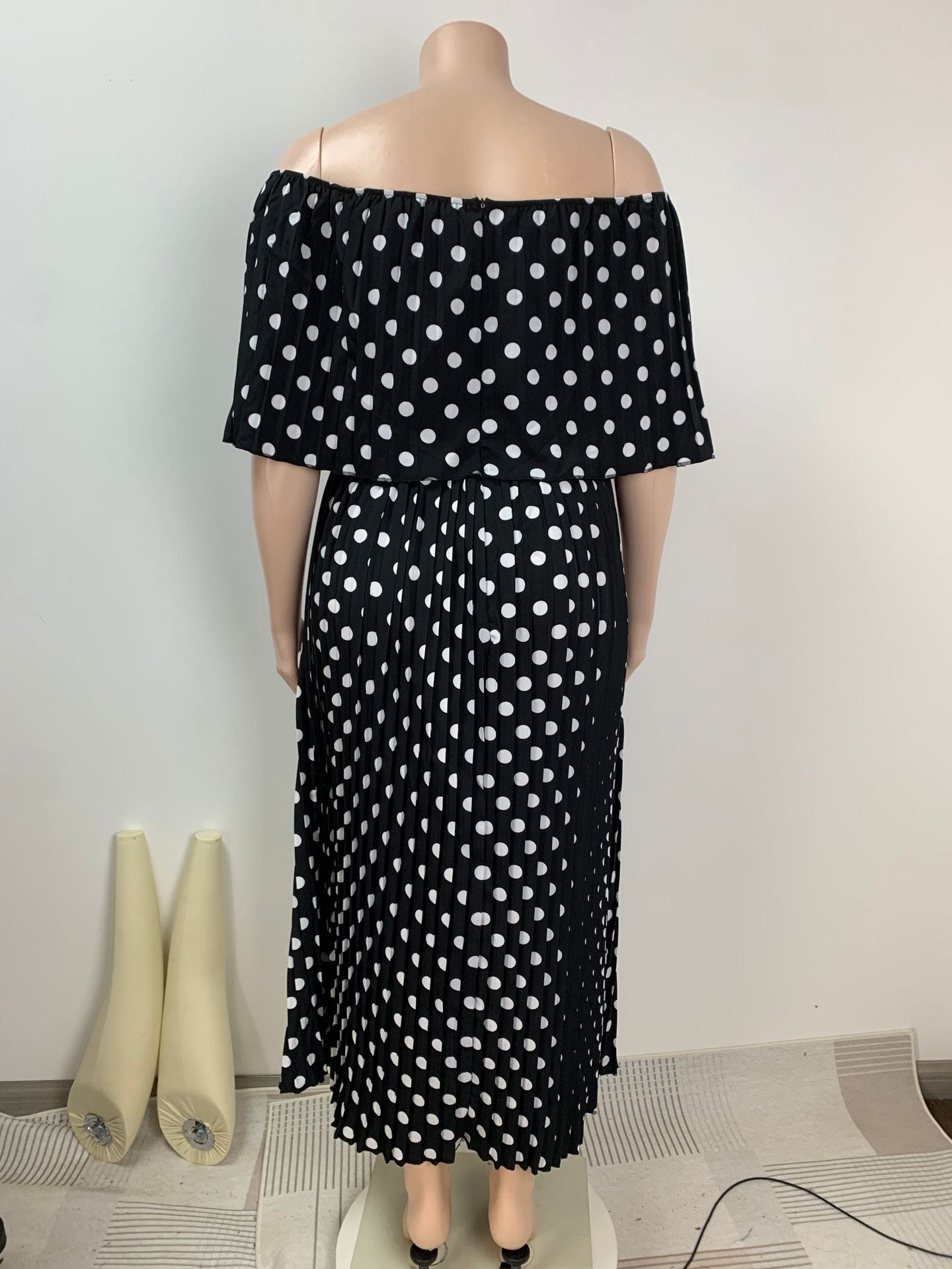 Summer Polka Dot Print Fashion Casual Long Plus Size Dress 3