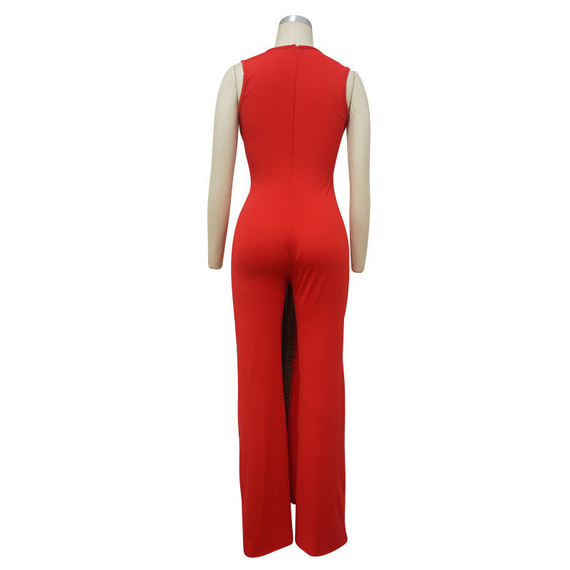 Spring Fashion Deep V Slim Jumpsuit With Belt 12
