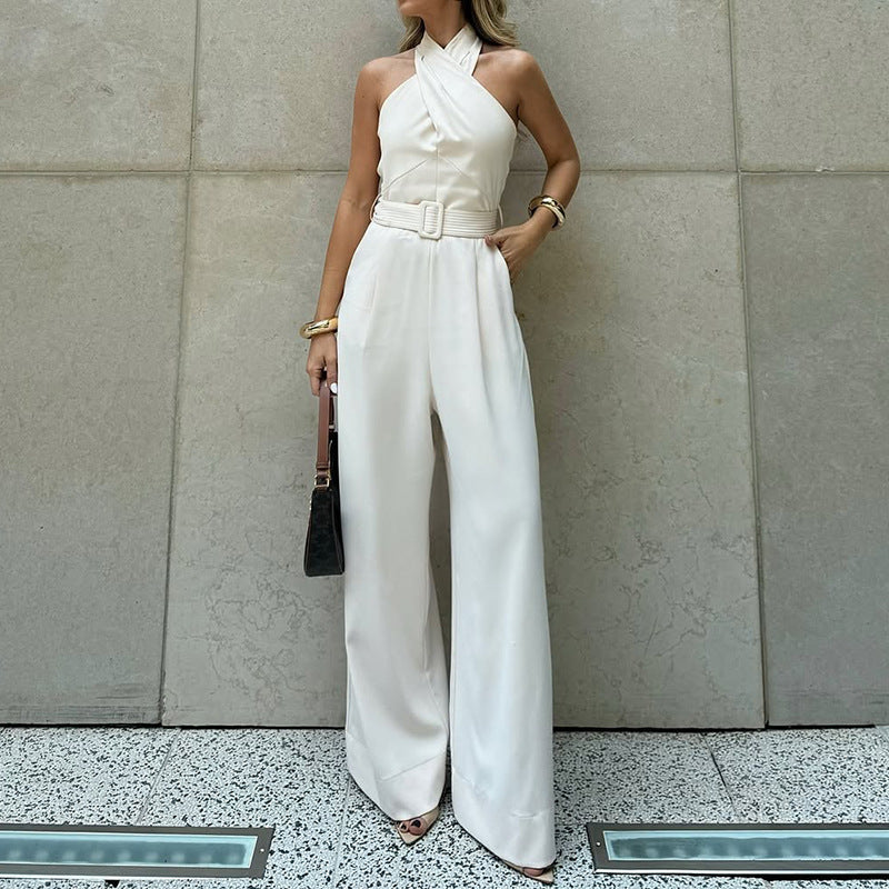 Summer Straight Halter Neck Jumpsuit Women's Clothing 4