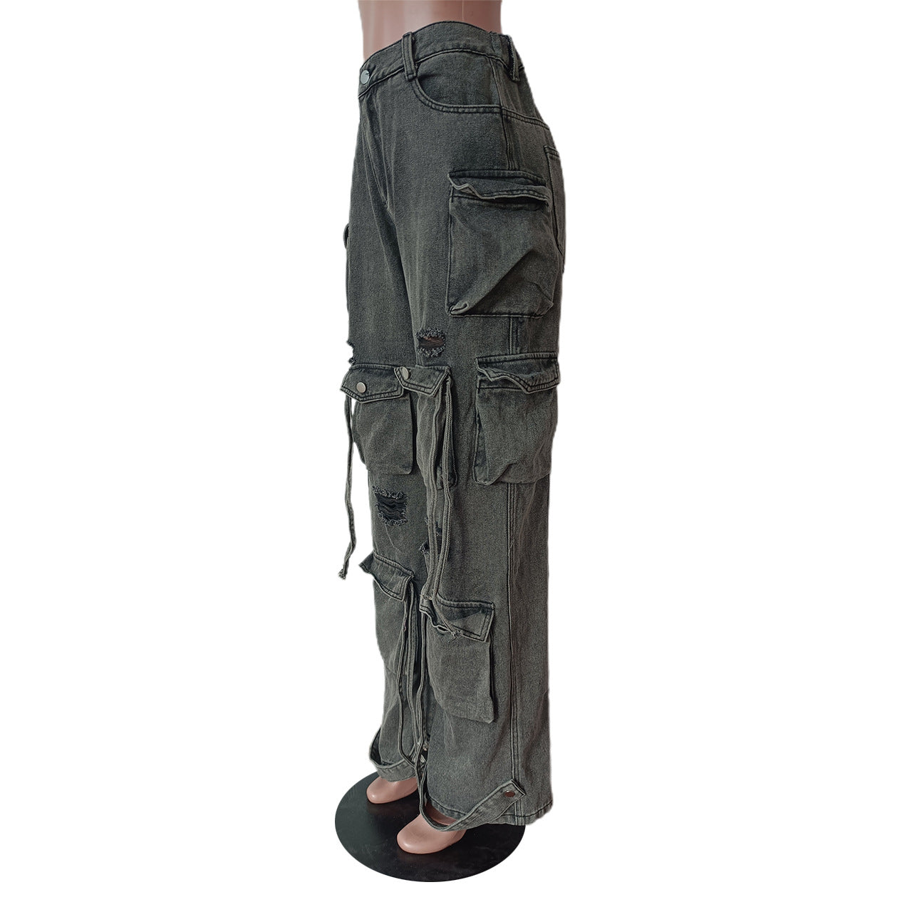 Denim Cargo Pants Multi-Pocket Pants Retro Casual Pocket Pants 21