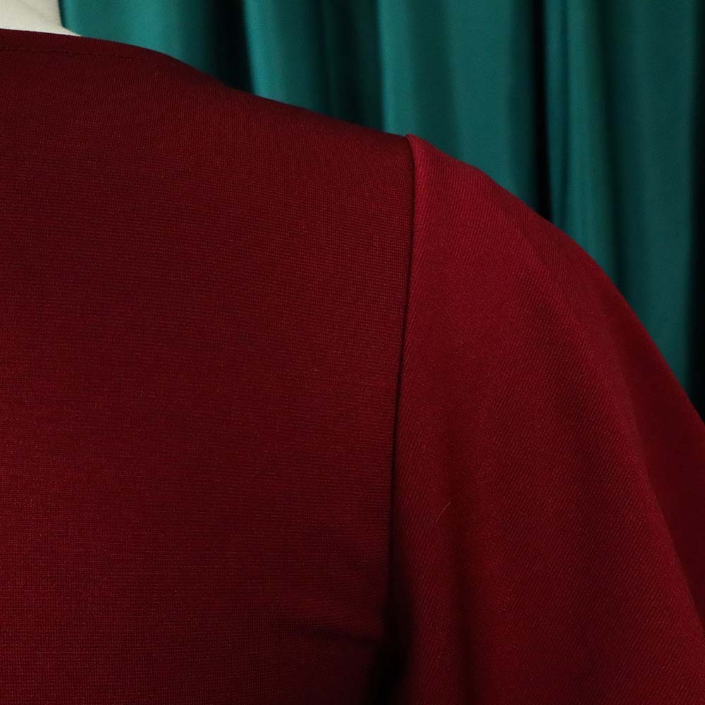 Autumn Professional Red Ruffle Sleeves Pencil Office Dress 7