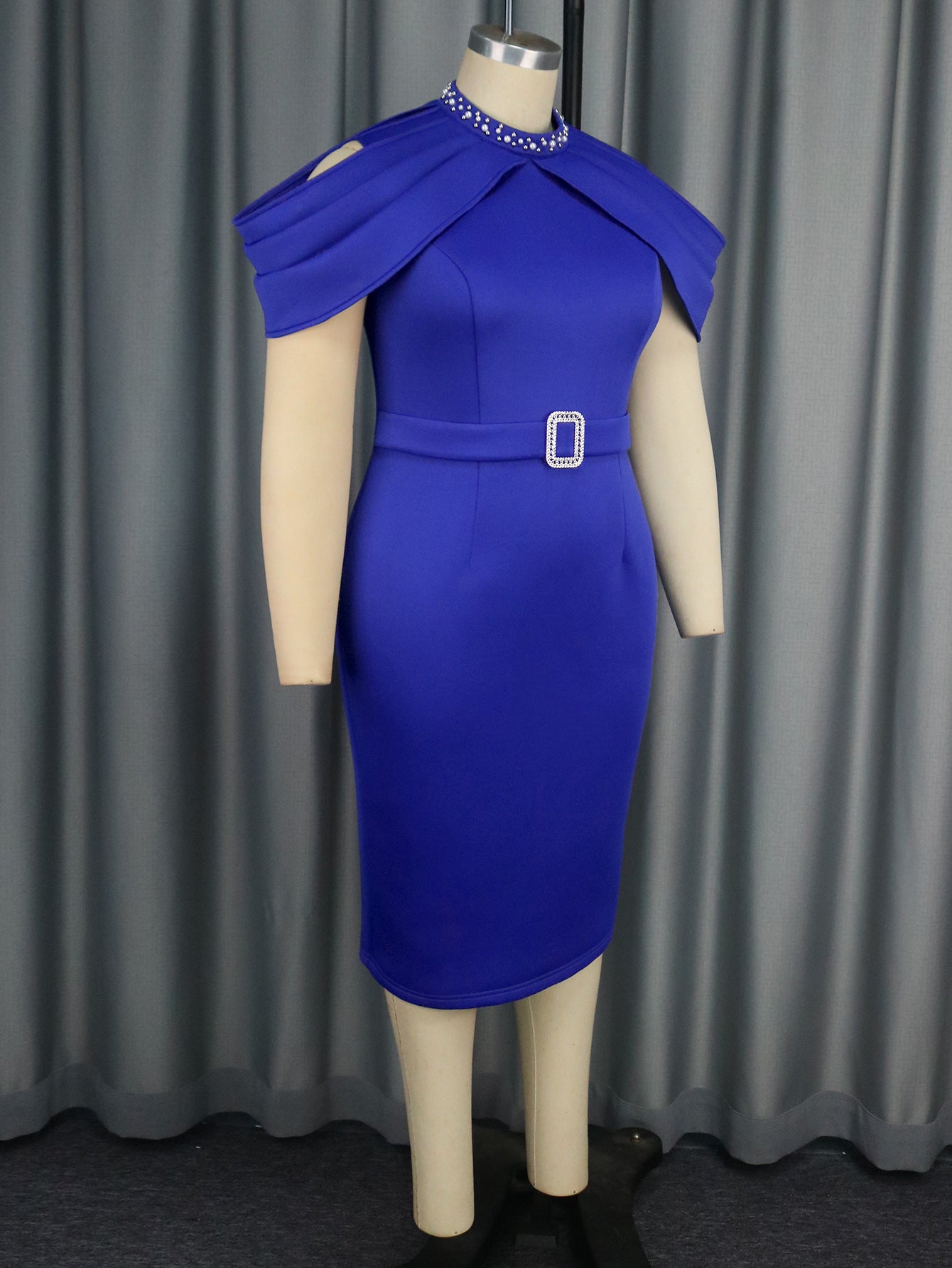 Spring Summer Cutout-Shoulder Half High-Neck Elegant Bodycon Dress 10