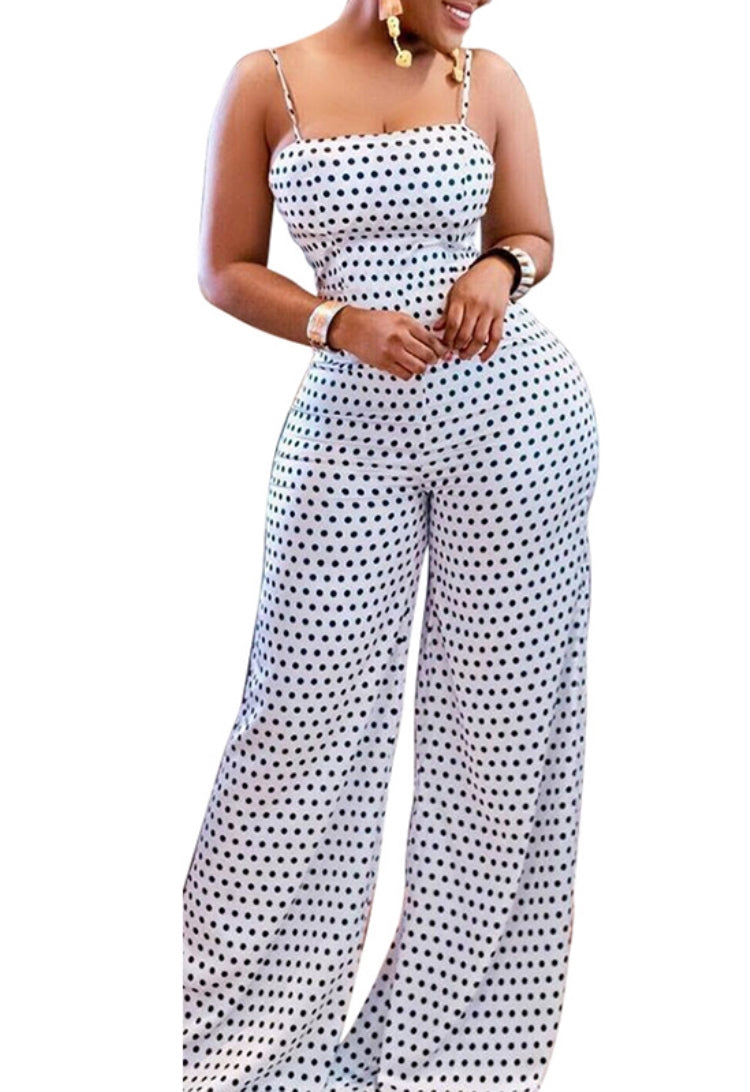 Summer Black Polka Strap Formal Jumpsuit 4
