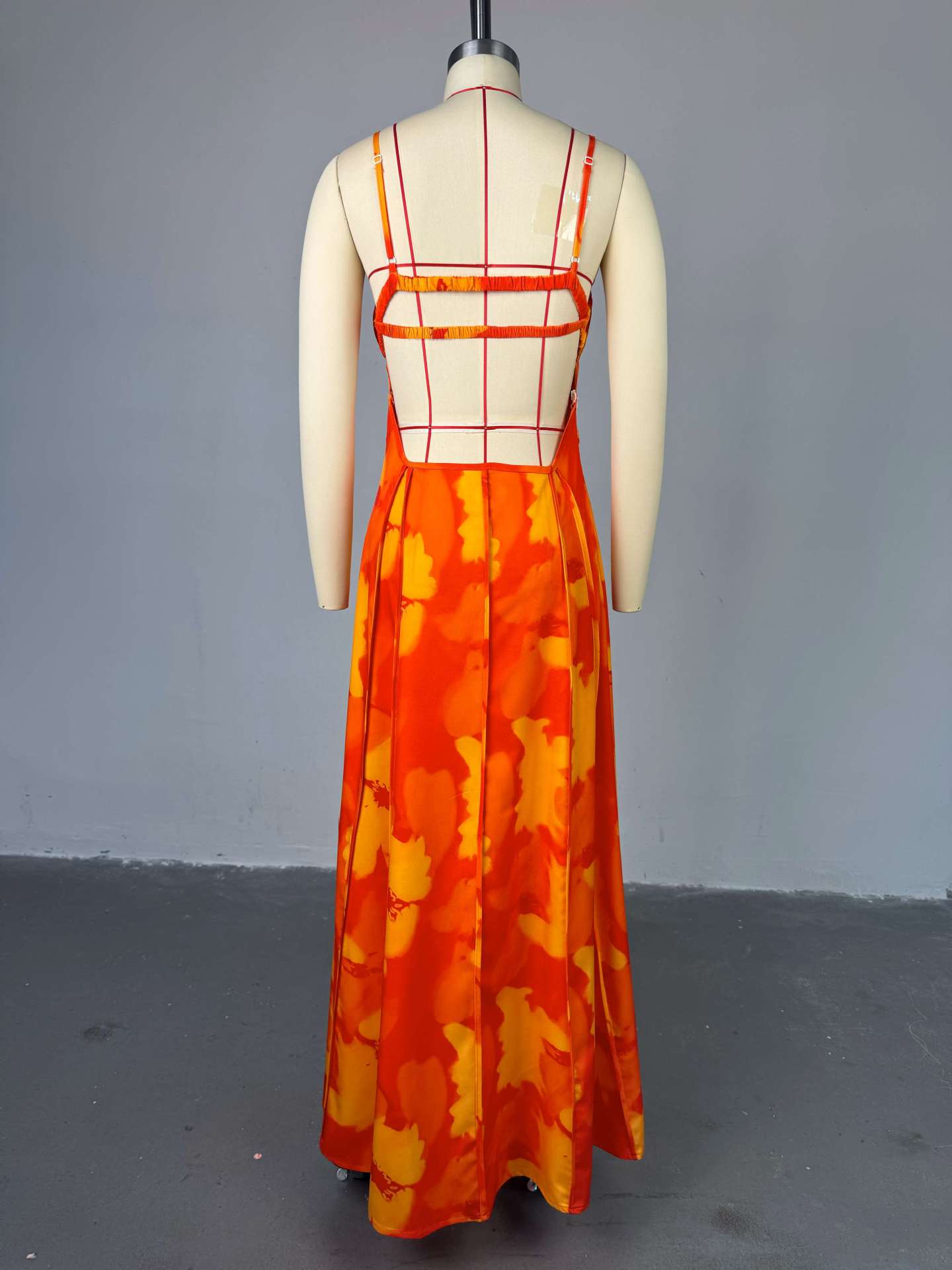 Women summer printed suspenders Strapless dress 5