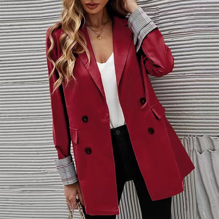 Autumn And Winter Women's Solid Color Turndown Collar Button Slim Chic Blazer 5