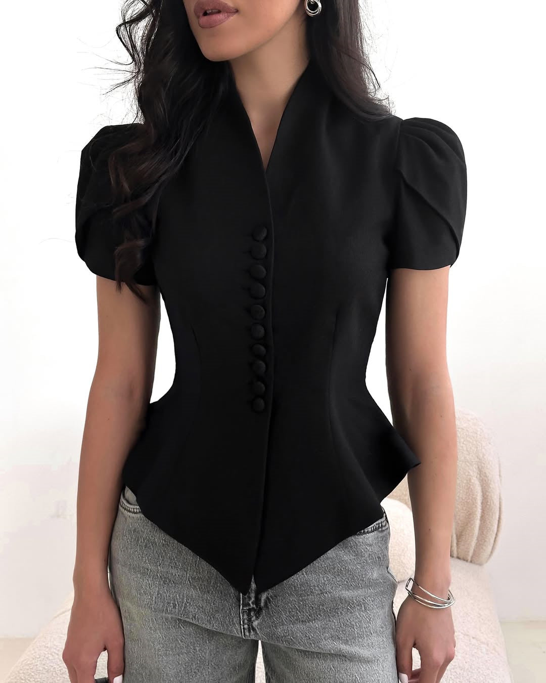 Women Summer Irregular Short-Sleeved Shirt Top 3