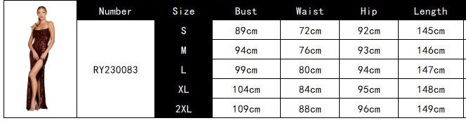 Women's Sweet Style Slit Sequin Strap Dress 10