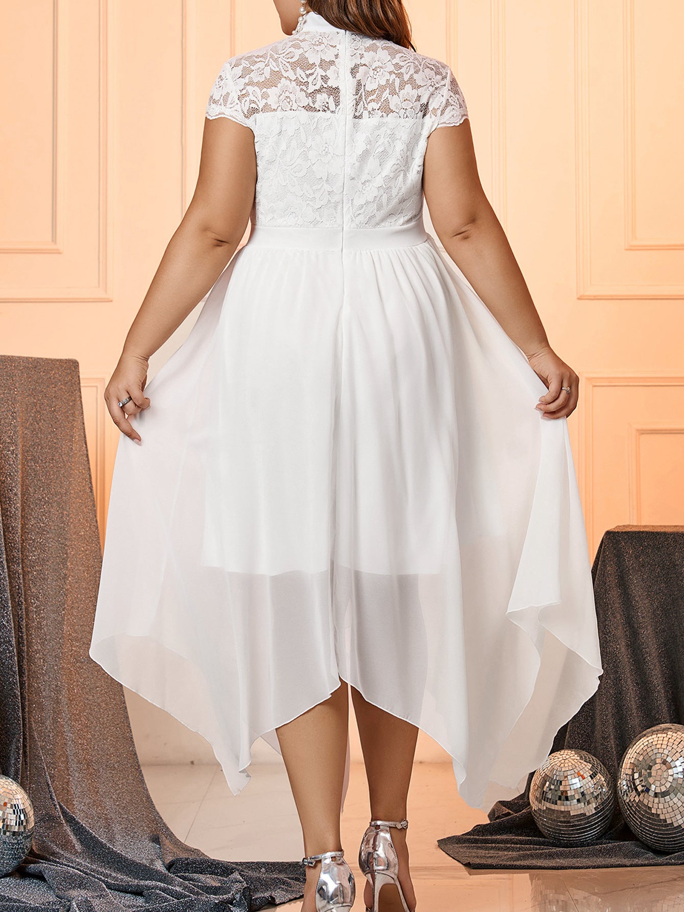 Spring Summer Plus Size Women's Dress High Neck Sleeveless Elegant Party Dress