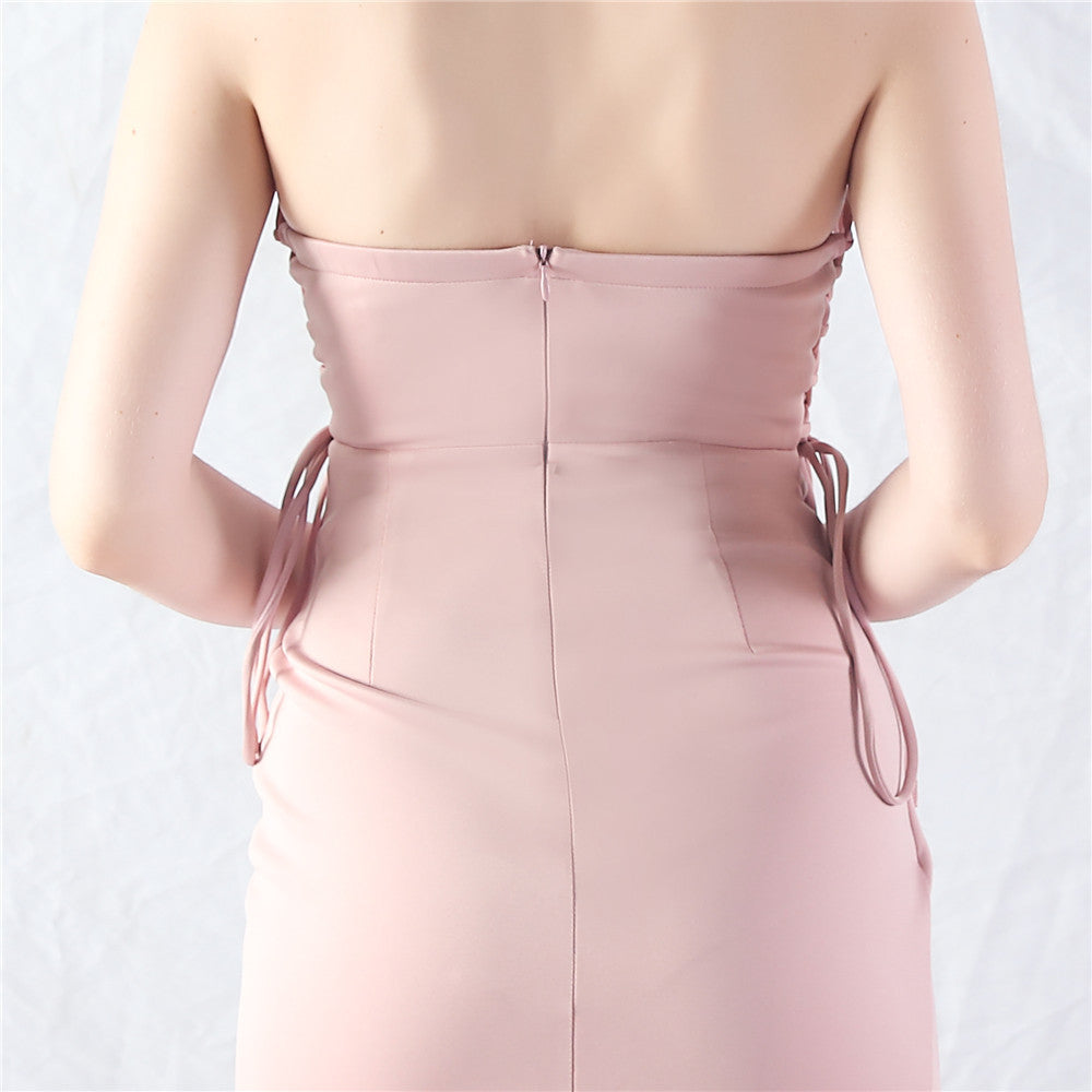 Women Two-way Rope Binding Satin Evening Dress 39