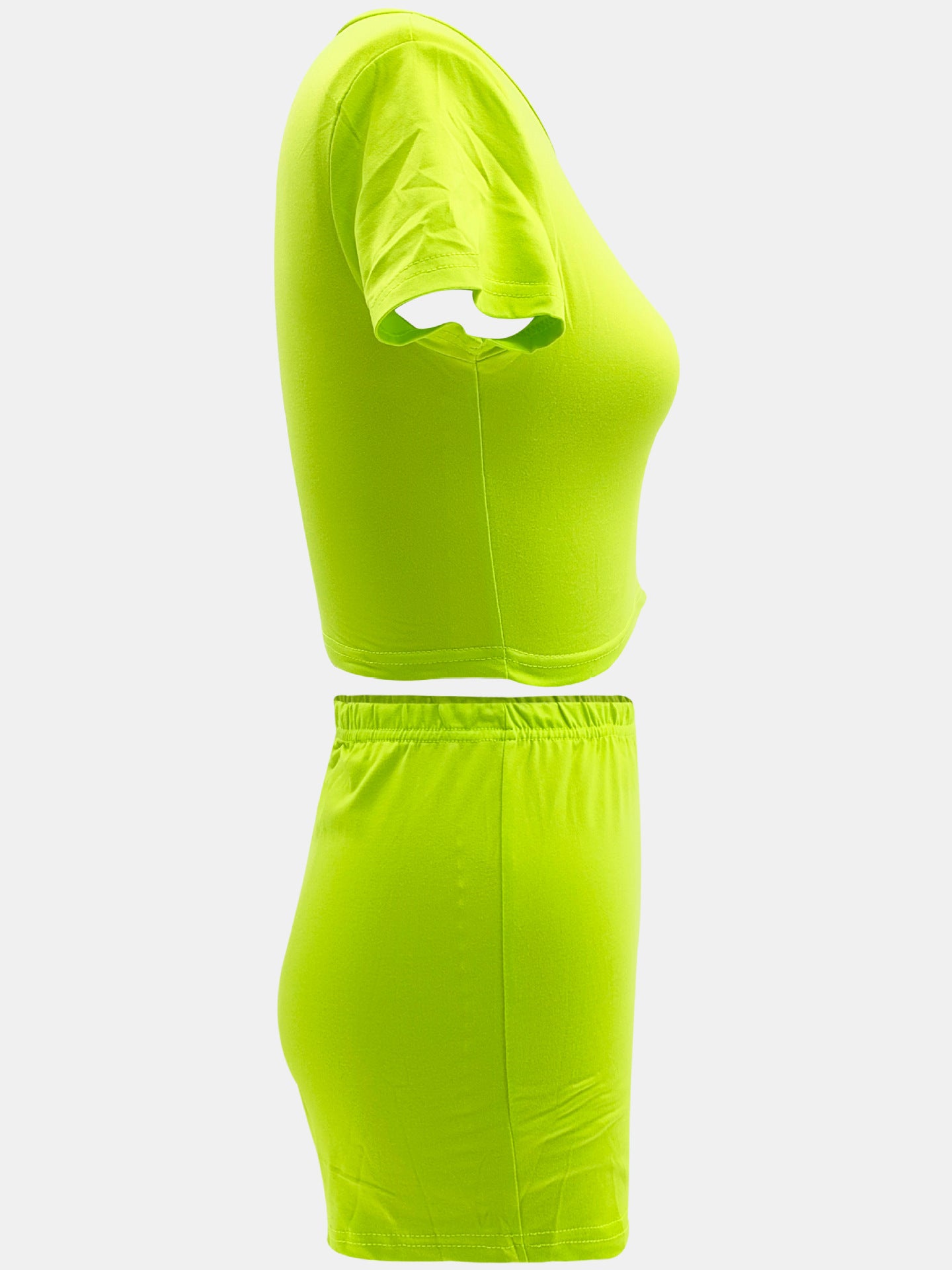 Women Summer Solid Crop Top Shorts Two-Piece Set 59