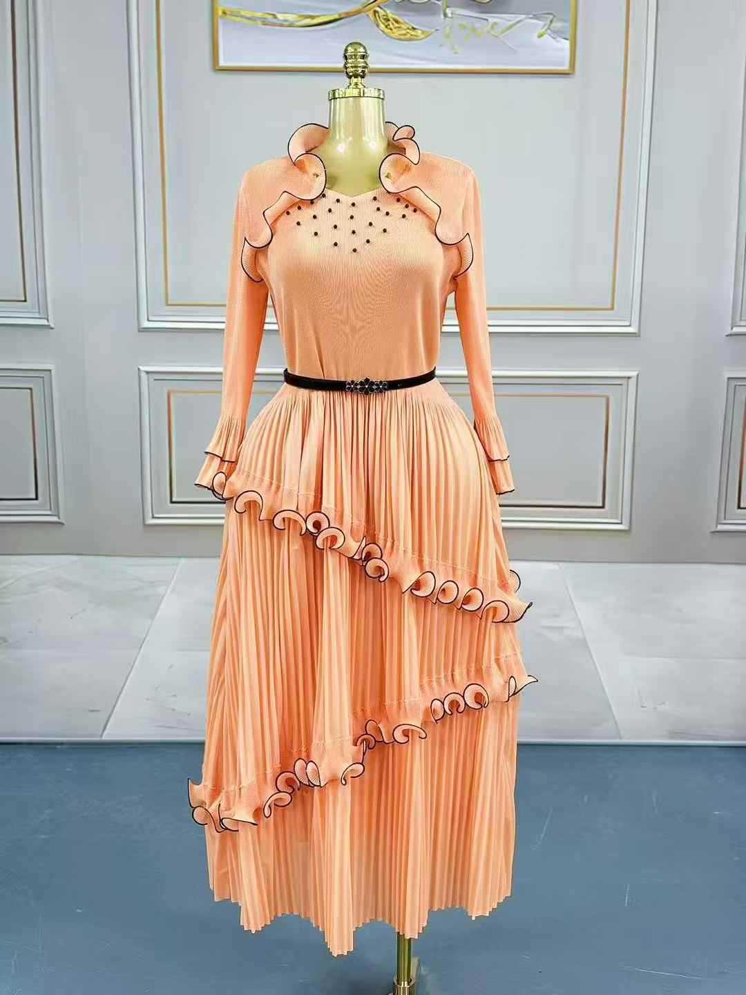 Plus Size Women Ruffle Edge Elegant Cake Maxi Dress 6