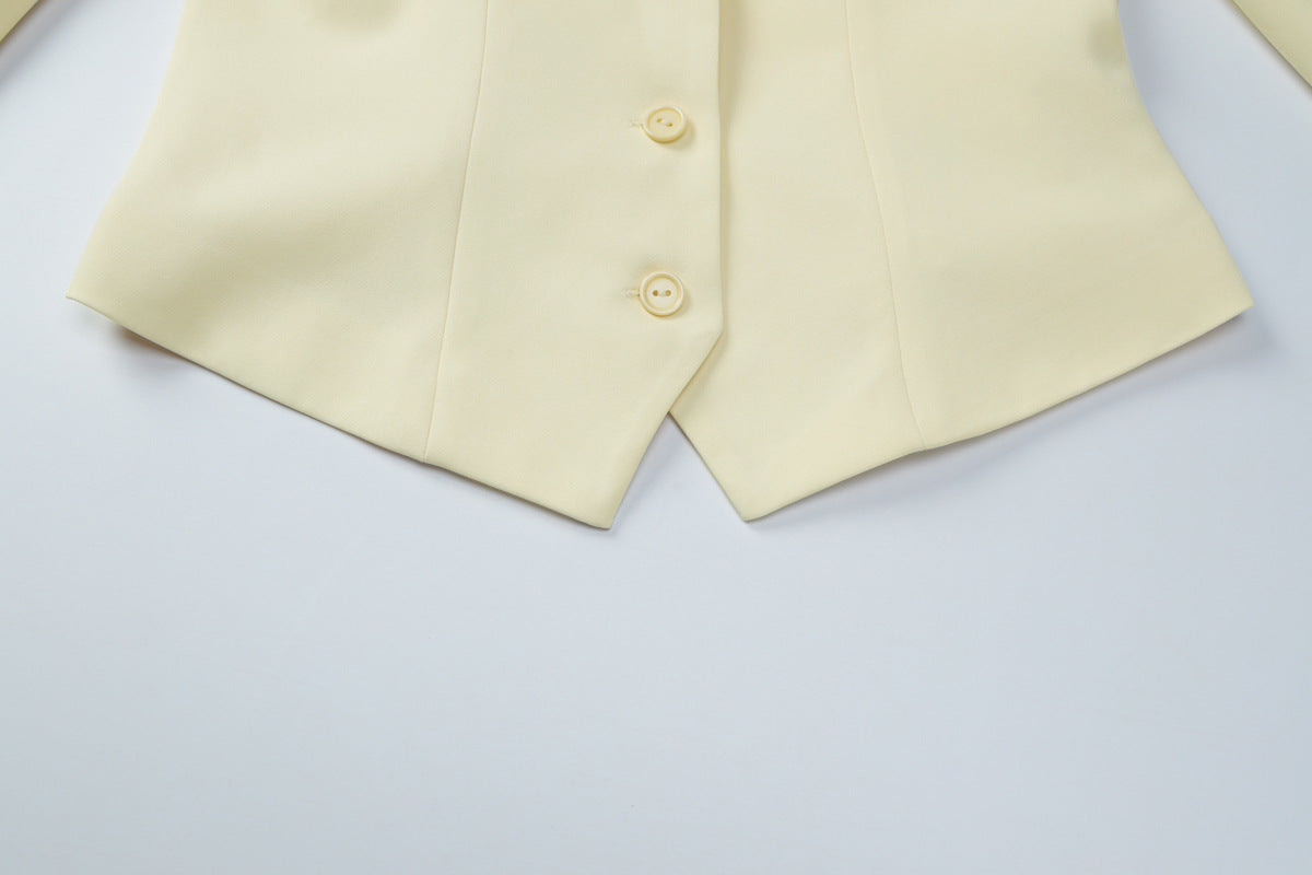 Autumn Women's Fashion Chic Buttoned Blazer Slim Solid Coat 15