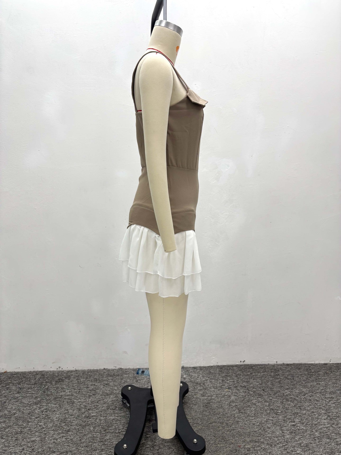 Summer Sexy Zipper Strap Women's Patchwork Pleated Short Dress 11