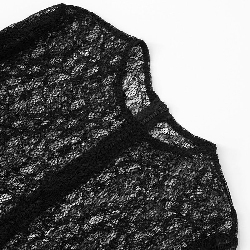 Women spring Summer sexy lace See-Through jumpsuit 9