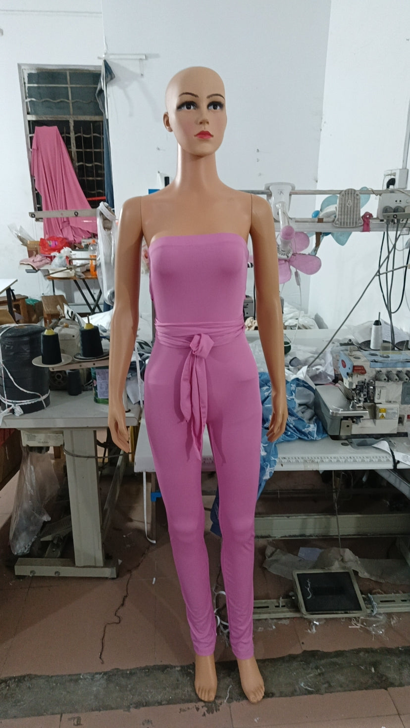Women Pink Lace-Up Jumpsuit 4