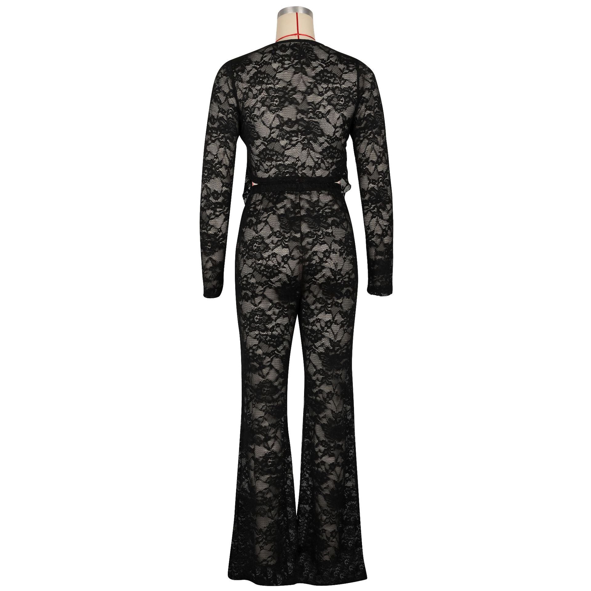 Women Sexy Lace See-Through Two-piece Set 6