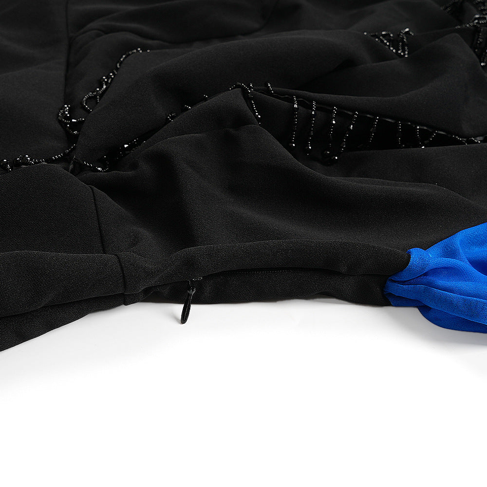 Plus Size Women's Elegant African Print Autumn/Winter Chic Color Block Midi Dress 15