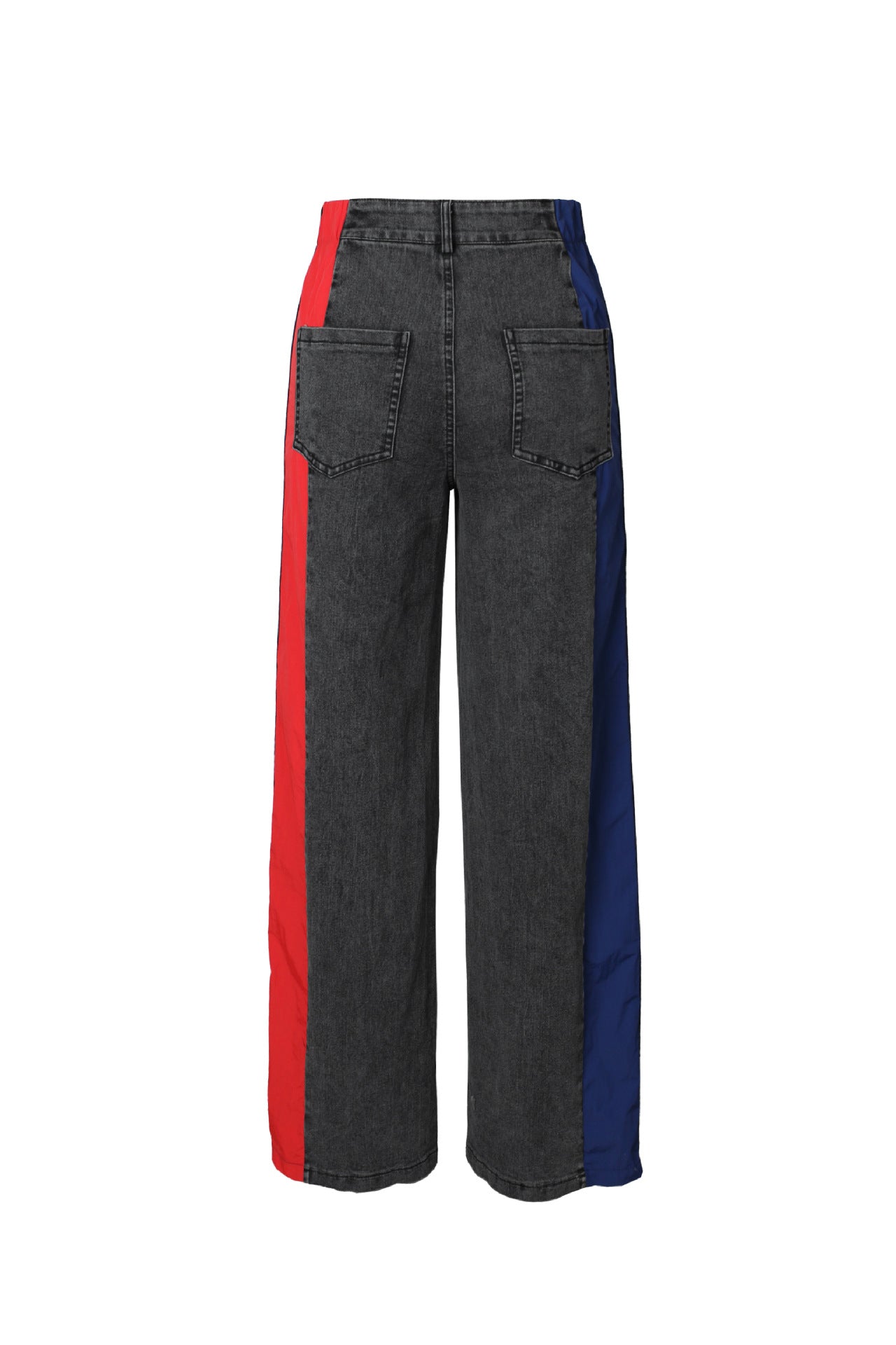Women's Fashion Patchwork Striped Contrast Denim Pants Casual Straight Pants 21