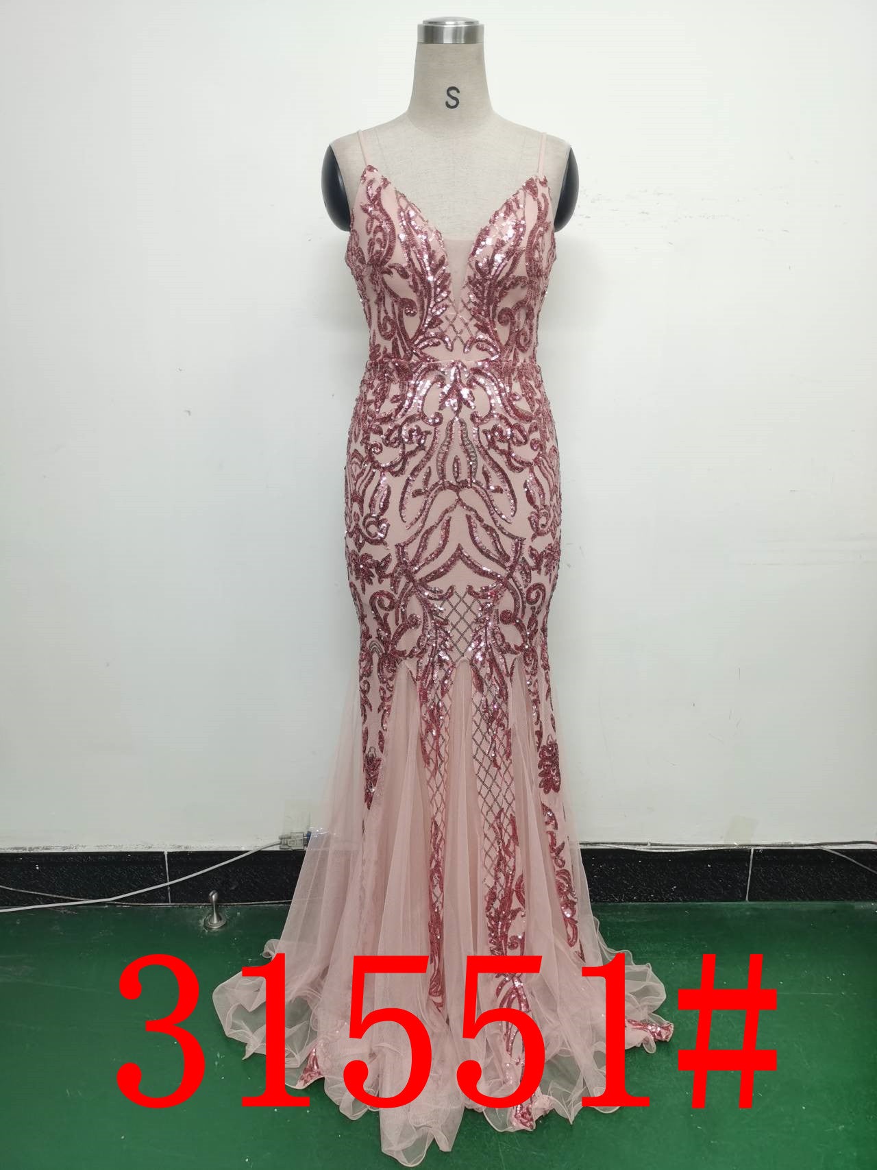 Floral Sequin Mesh Evening Dress 35