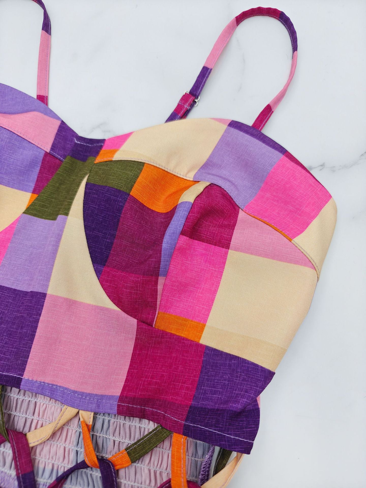 Women Plaid Print Suspender Holidays Casual Dress 6