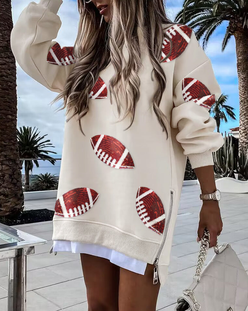 Women zipper round neck print dress 4