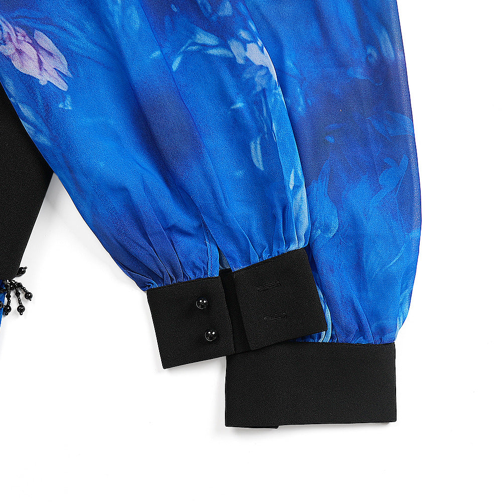 Plus Size Women's Elegant African Print Autumn/Winter Chic Color Block Midi Dress 14