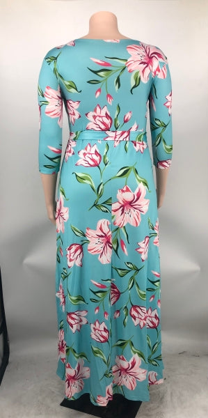 Plus Size Women Casual Print Maxi Dress 20