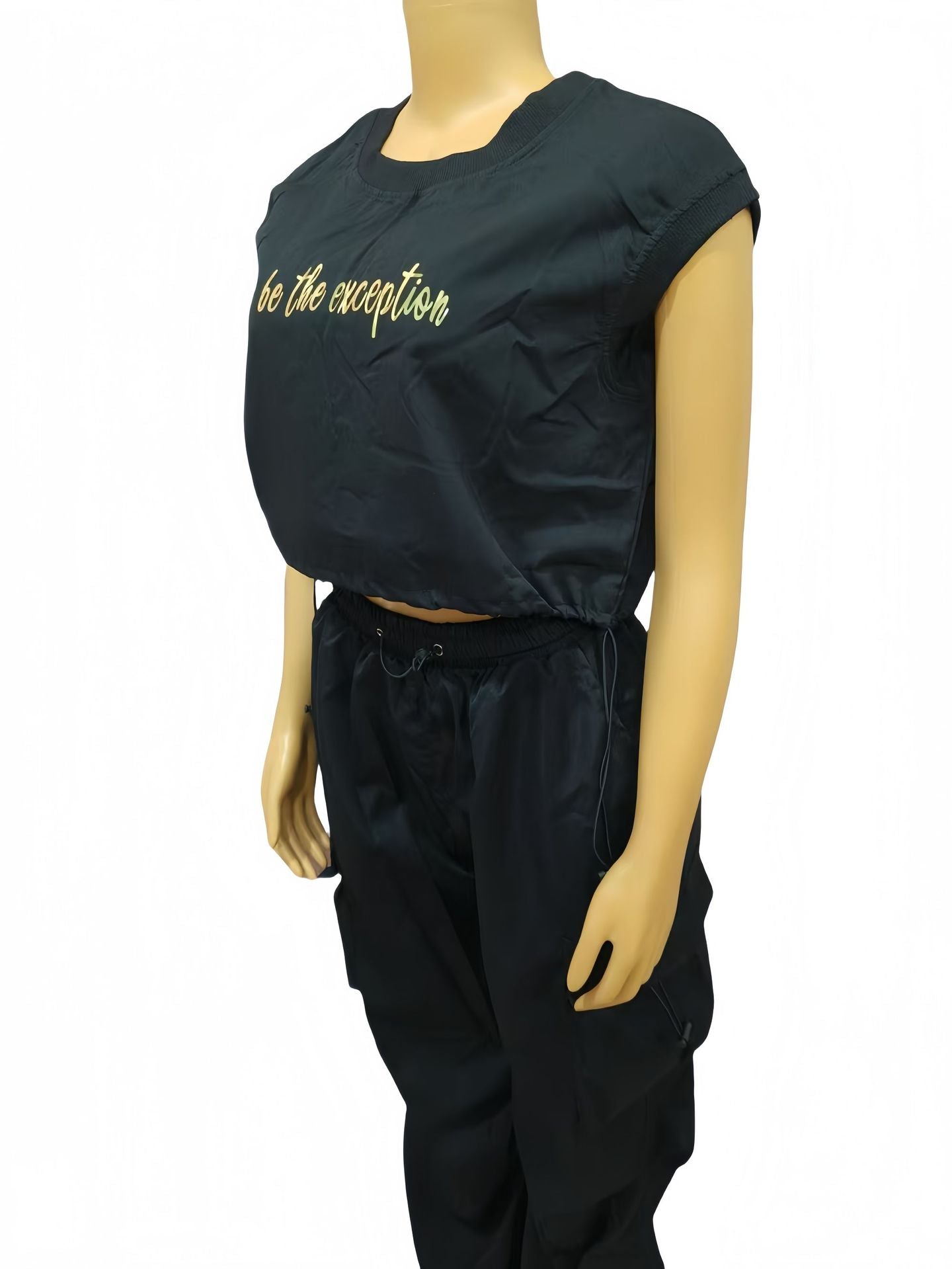 Women Round Neck Short Sleeve Top and Pants Casual Two-piece Set 9