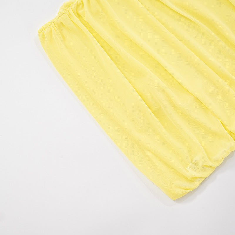 Women Sexy Mesh Halter Neck Swinging Neck Large Backless Gathered Bodycon Dress 12