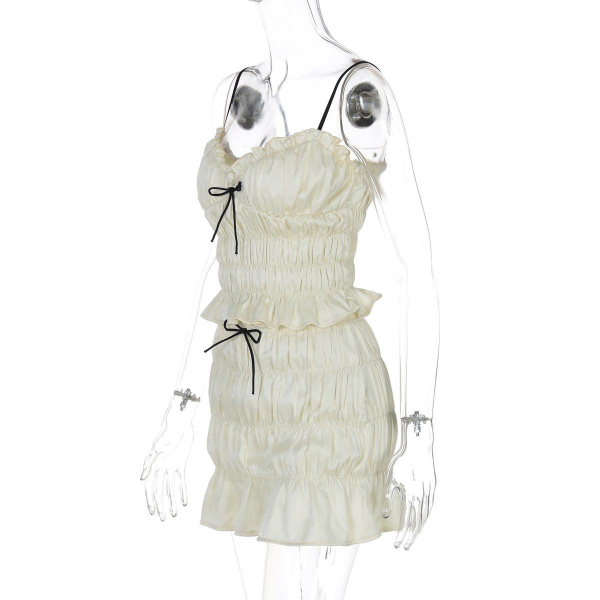 Women Summer V-Neck Solid Camisole and Skirt Two-Piece Set 6