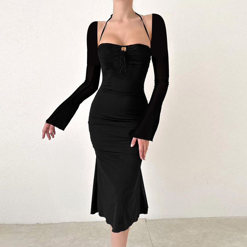 Autumn Halter Neck Long-Sleeved Slim Bodycon Dress 6