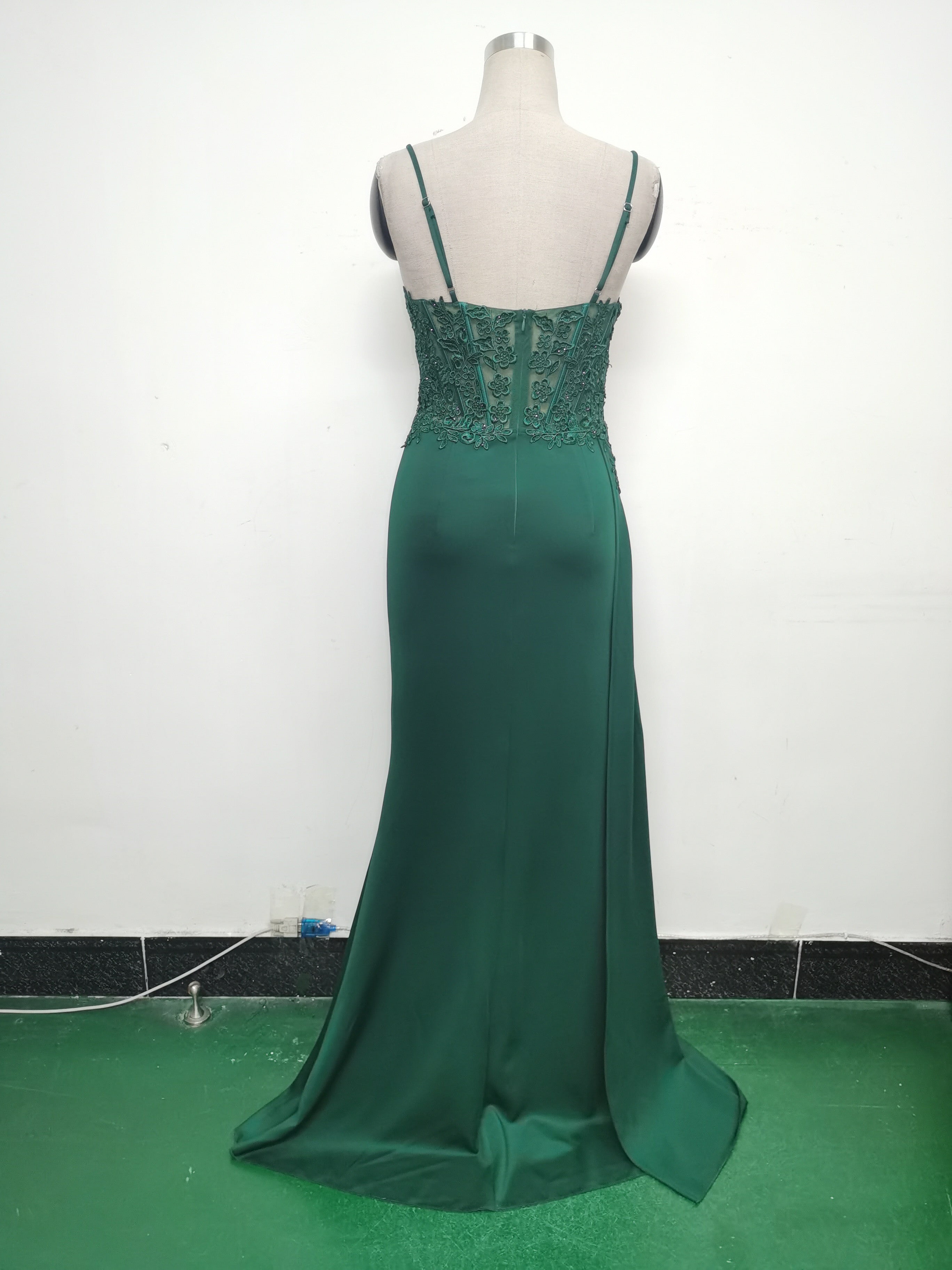 Women Beaded Flowered Fishbone Evening Dress 29