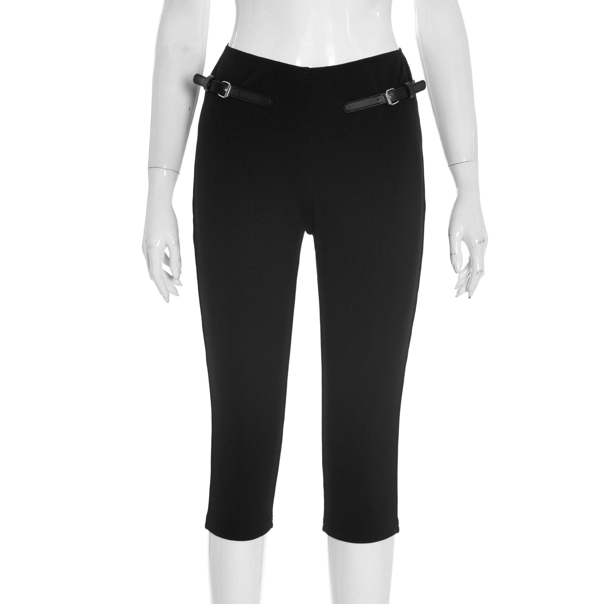 Women's Spring Summer Low-Rise Solid Slim Fitted 7/8 Casual Pants 13