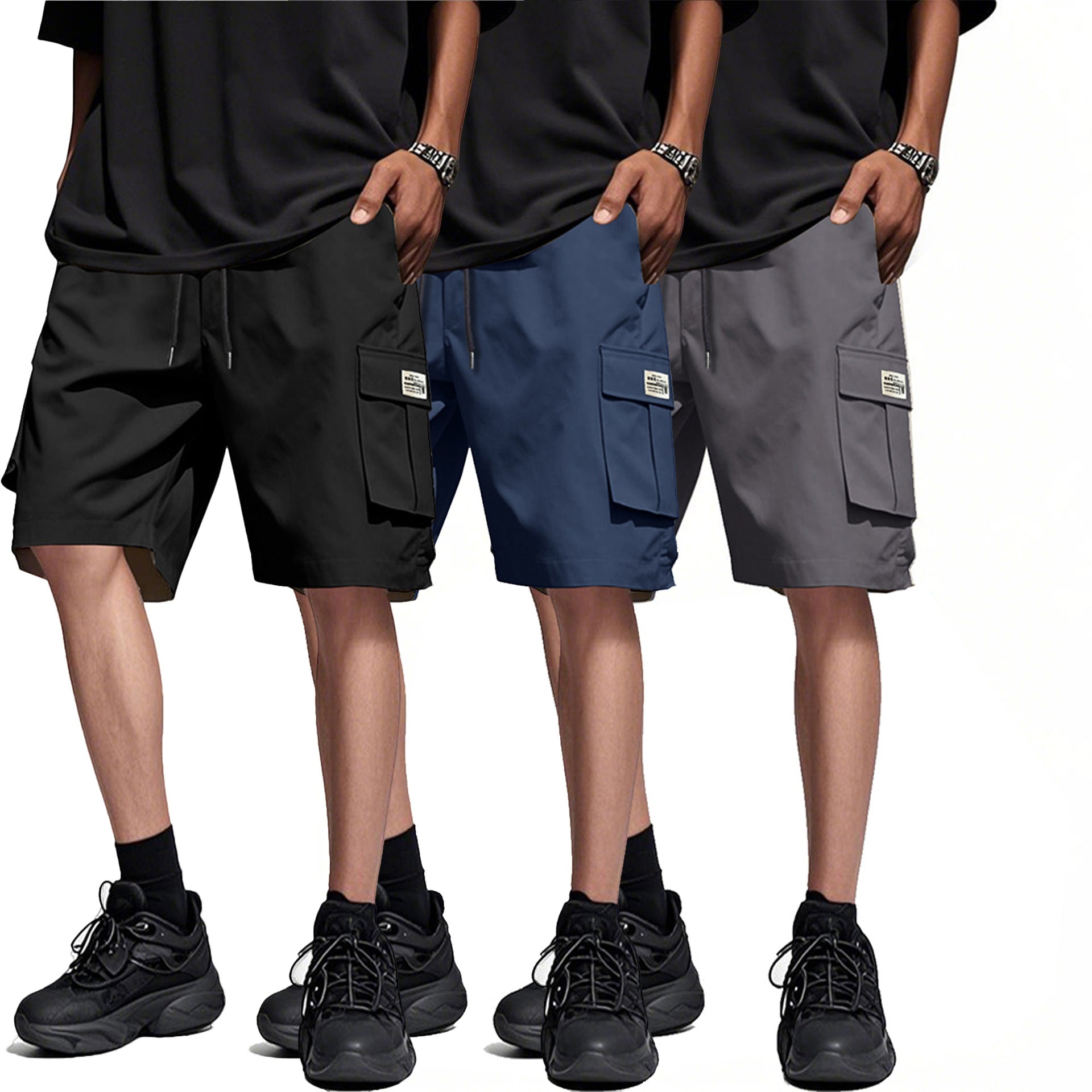 Men's Summer Pocket Knee-Length Shorts 7