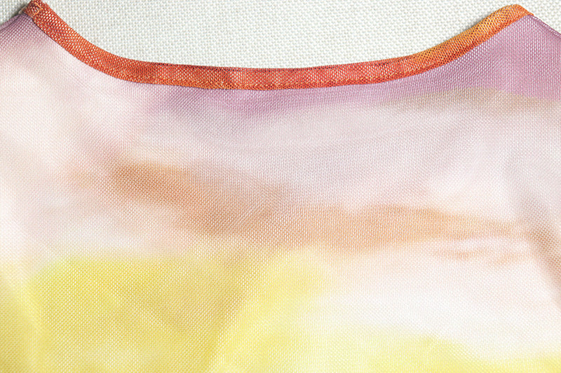 Women's Fashion Printed Round Neck Long Sleeve Split Pleated Trend Dress 12