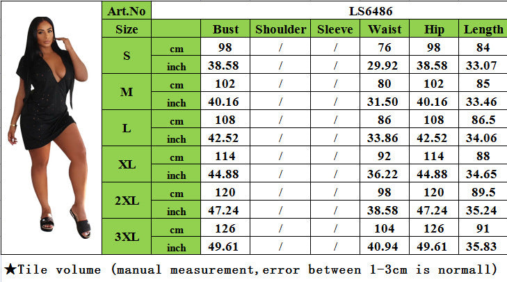 Trendy Women'S Clothing Sexy V-Neck Low Cut Irregular Ripped T-Shirt Dress 7