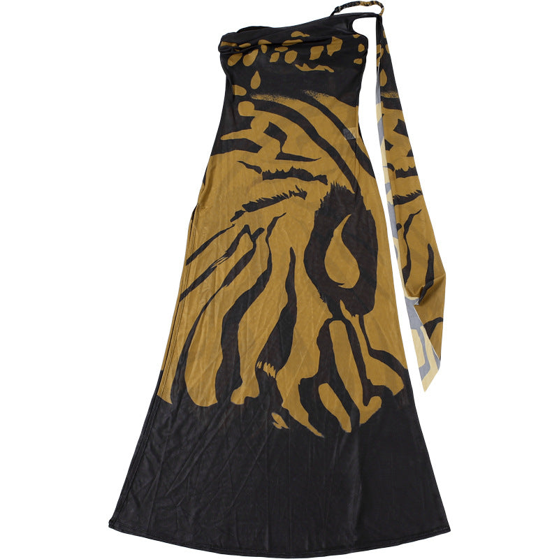 Summer Chic Sexy Mesh Low-Back Slit Print Bodycon Dress 11