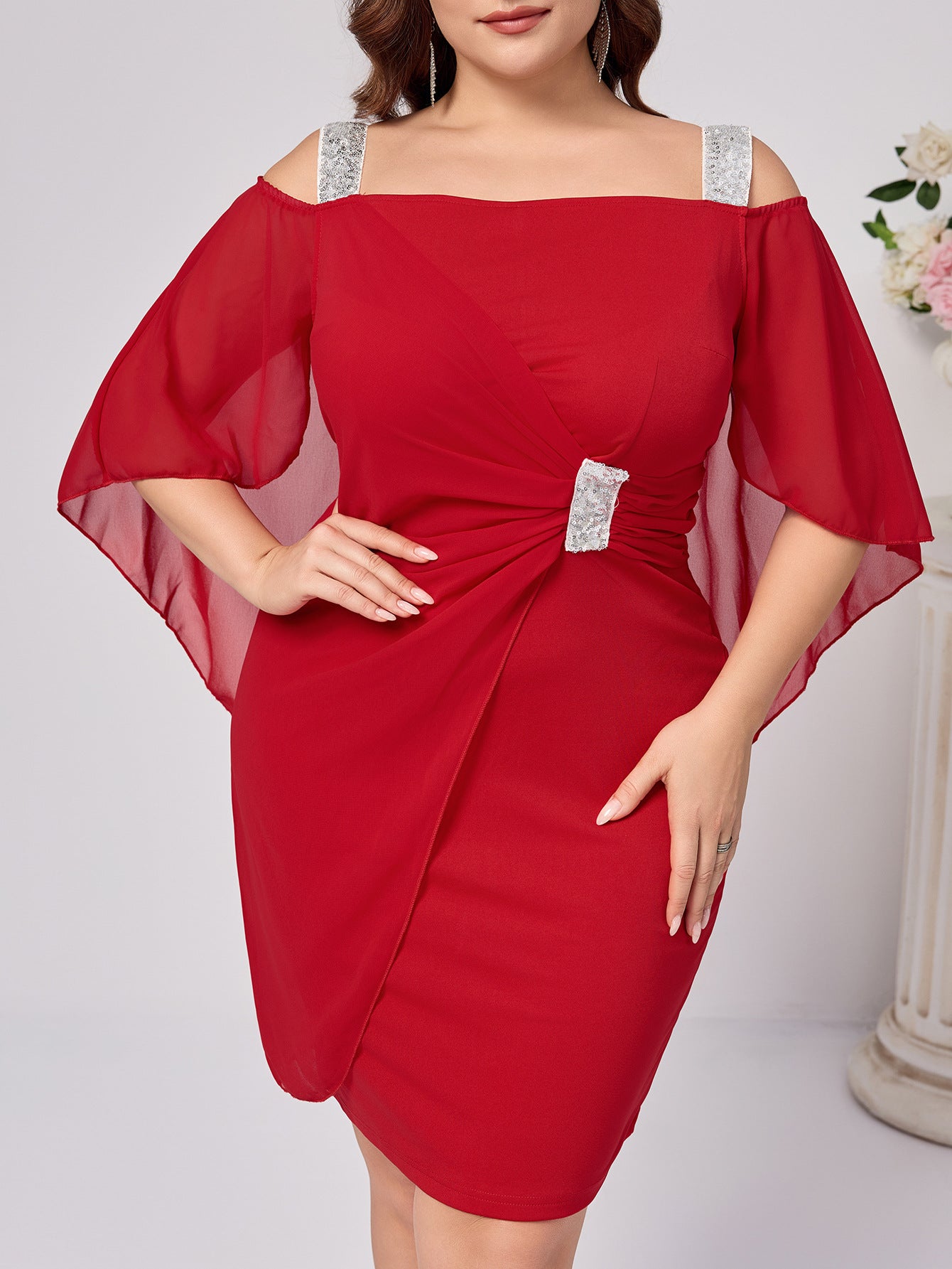 Plus Size Women Sleeve Strap Dress 6