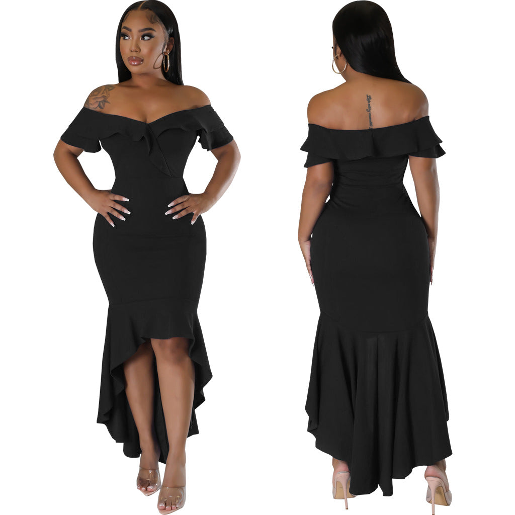 Women Sexy Solid Strapless Dress 8