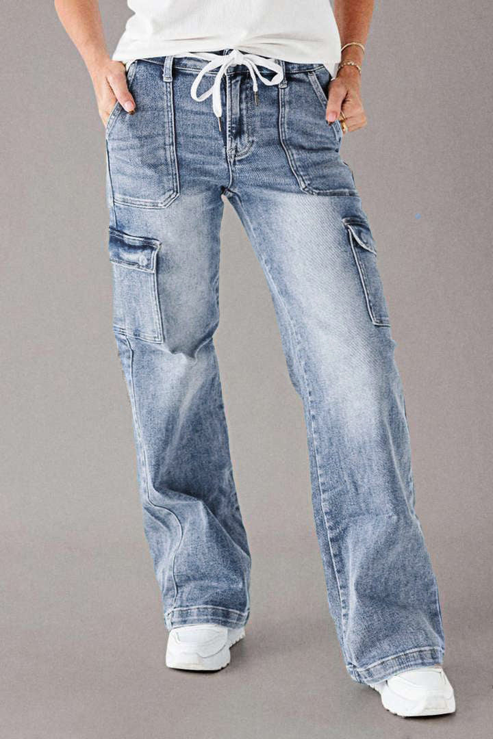 Women Fall Casual Cargo Denim Pant 3