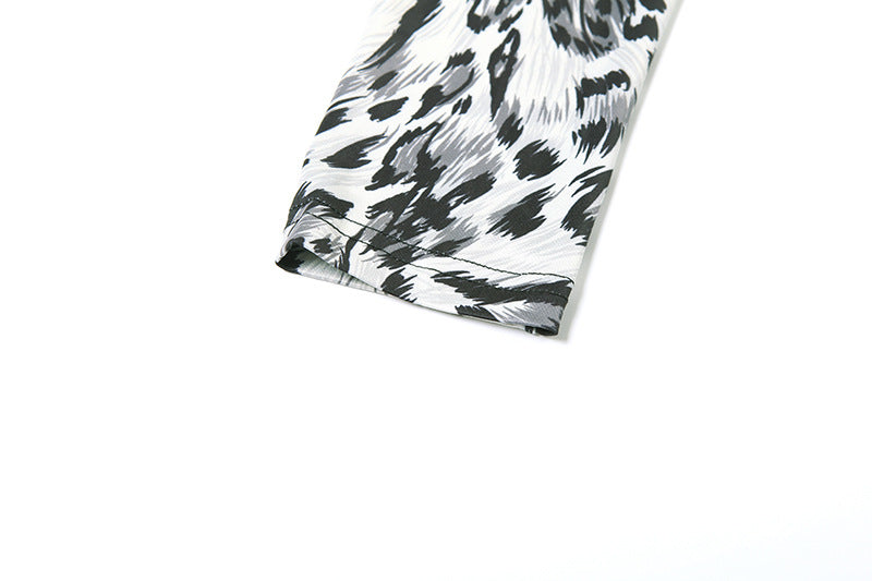 Autumn Women's Fashion Leopard Print Semi-High Neck Sexy Tight Fitting Jumpsuit 16