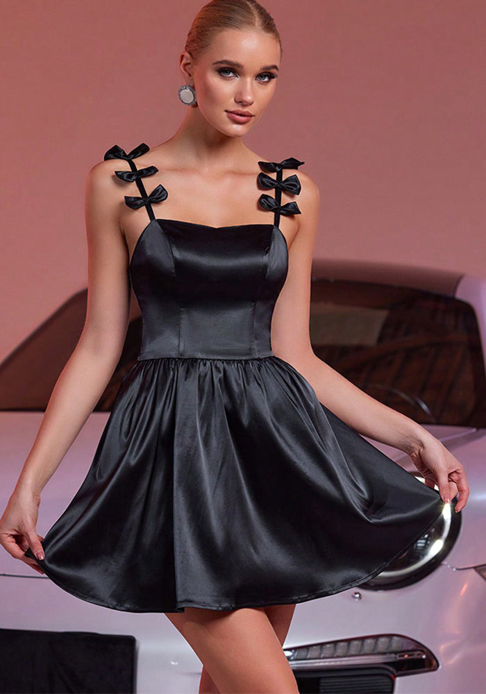 Women Bow Tie Party Formal Party Strap Dress