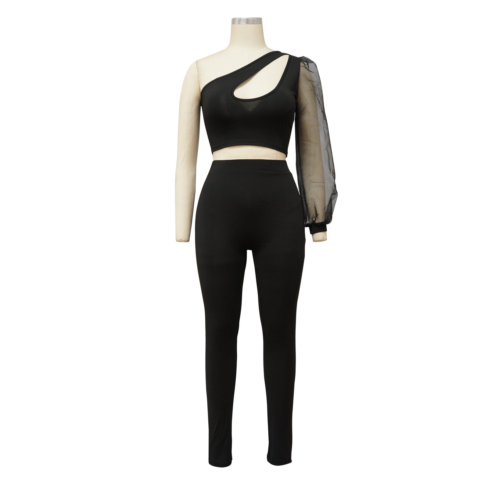 Women Irregular Sexy Slash Shoulder Lantern Sleeve Top+pant Two Piece 9