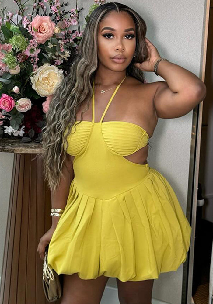 Women Autumn Halter Neck Strapless Backless Dress