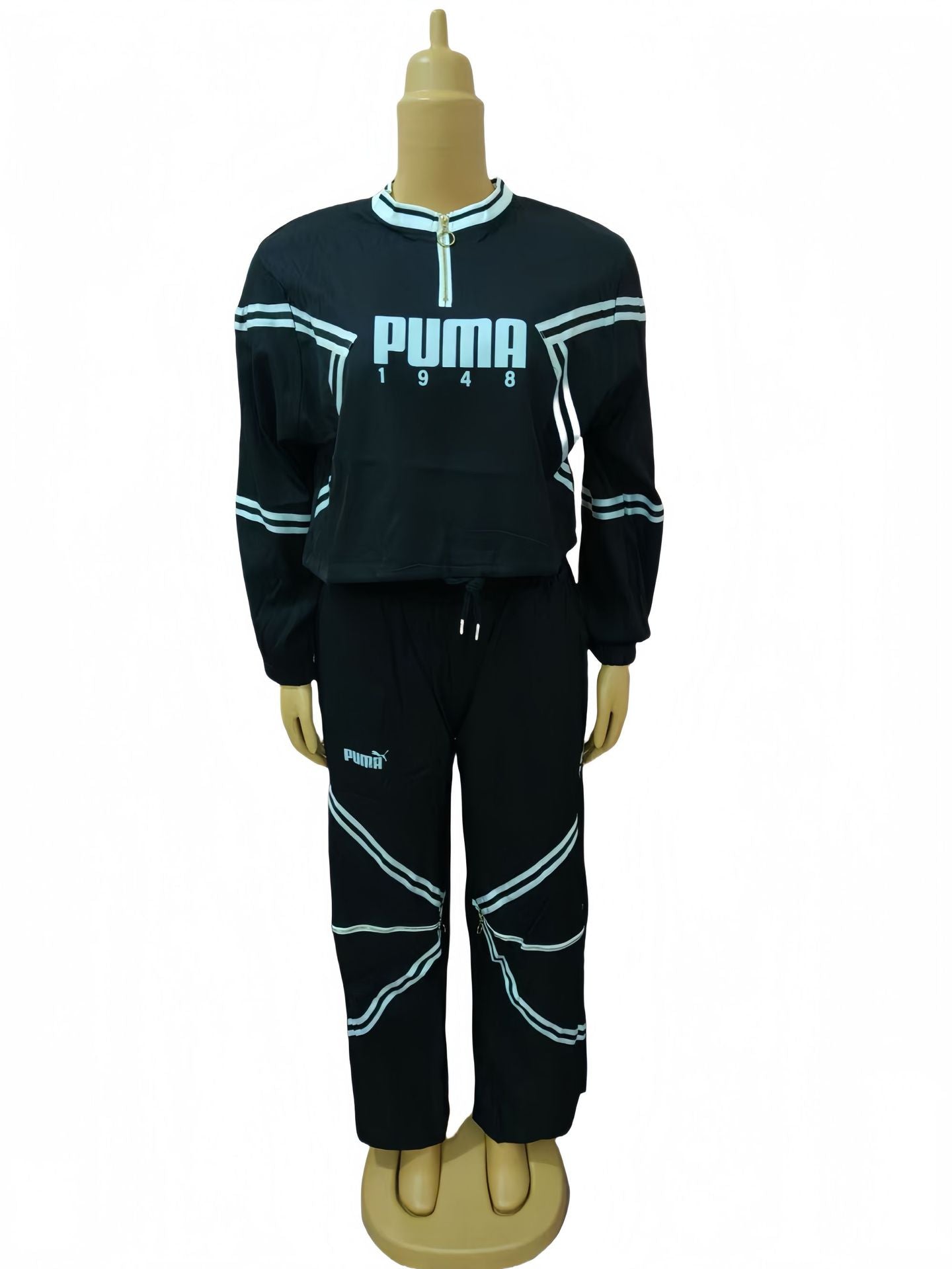 Plus Size Women Round Neck Top and Trousers Casual Two Piece Set