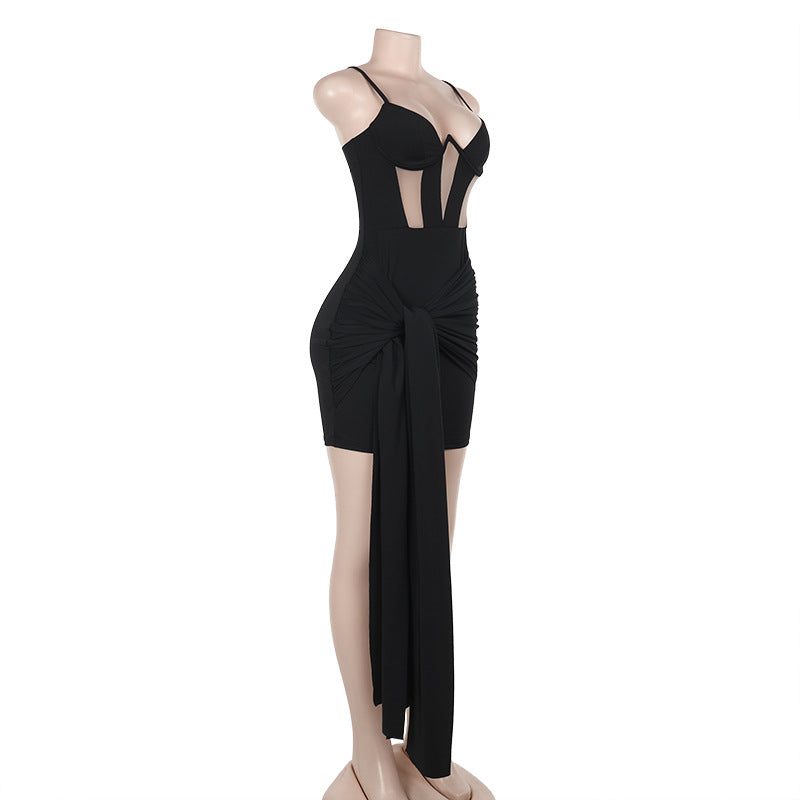 strap Hollow Sexy Women Black Short Bodycon Dress 8
