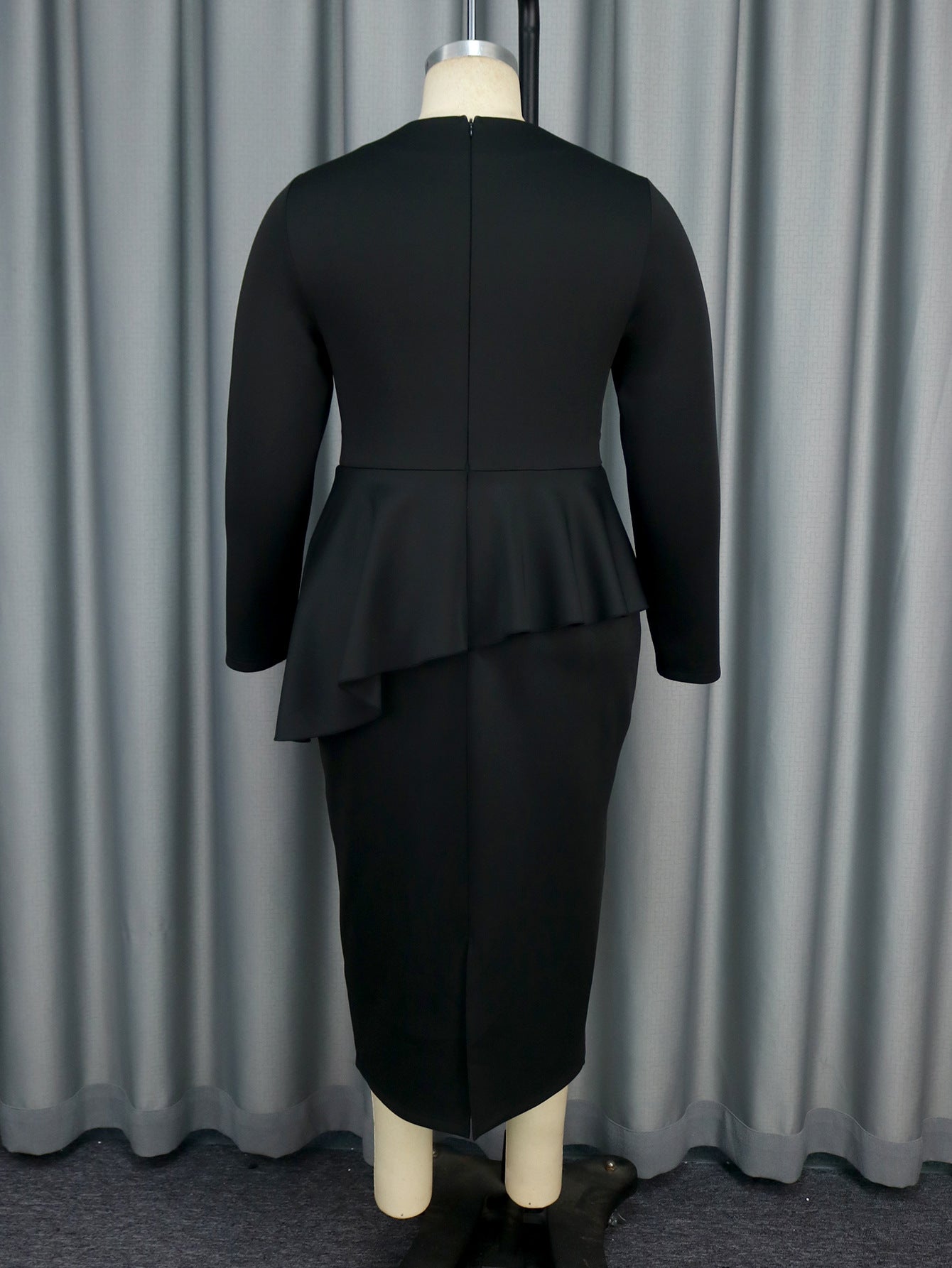 Ruffle beaded black Slim Fit Plus Size women Formal Party dress 9