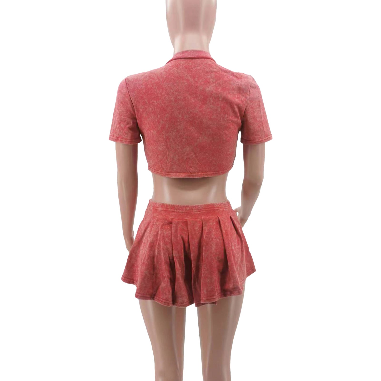 Women Short Sleeve Crop Top and Mini Skirt Two-piece Set (include Underwear ） 10