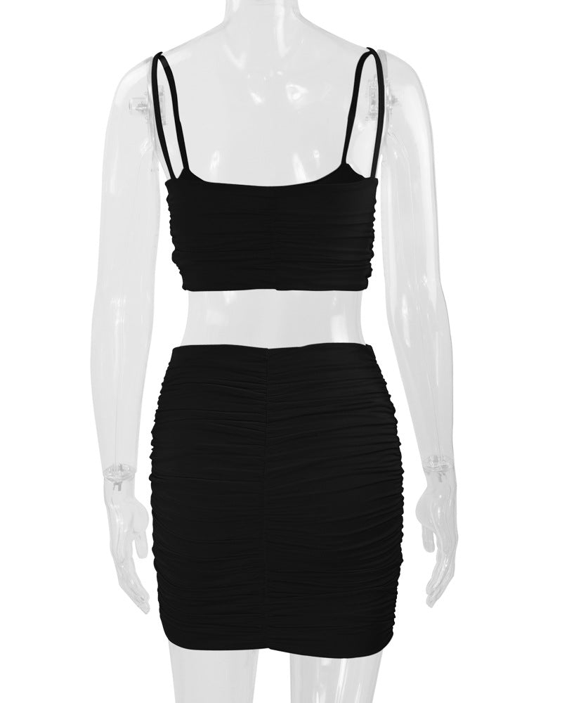 Sexy Camisole Ruched Bodycon Skirt Two-Piece Set For Women 39